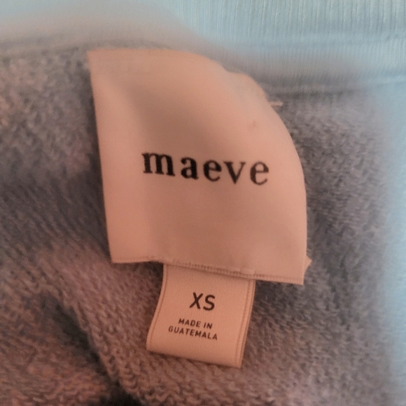 Maeve Anthropoligie Heart Printed Blue Sweatshirt 100% Cotton Size XS - Picture 5 of 7